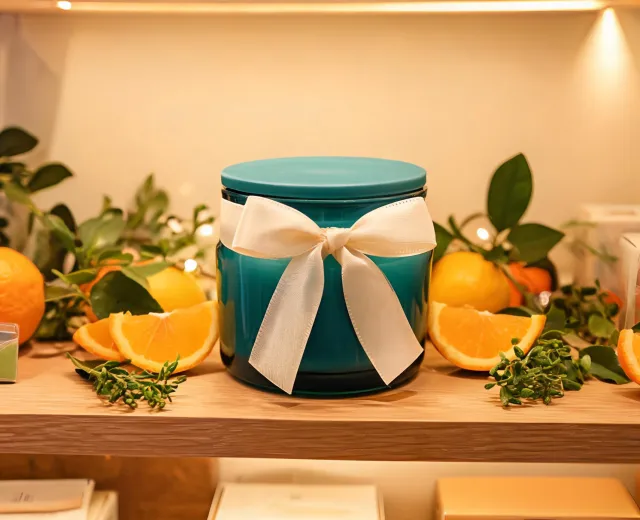 Citrus candle gift display